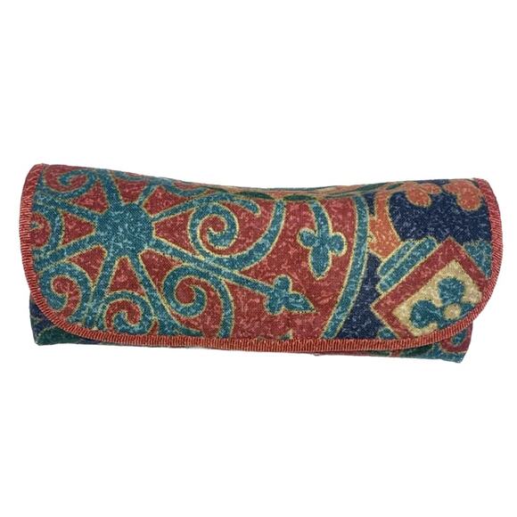 Eyeglass Case For Women Hard Case Sunglasses Fabric Covered Paisley Multicolored - Picture 1 of 8